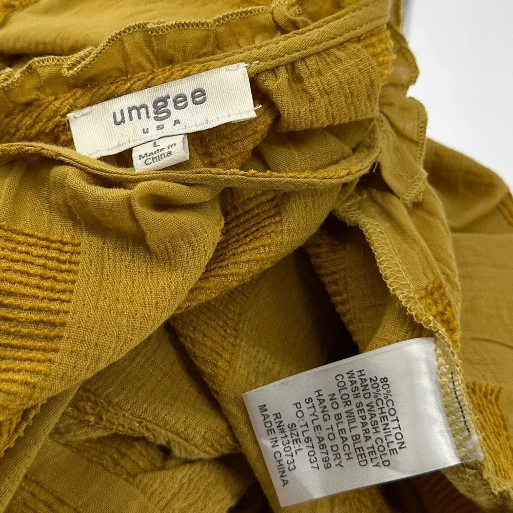Umgee Mustard Yellow Checker Tunic Top - Picture 6 of 9
